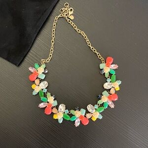 J. Crew Vibrant Floral Necklace with Gold Chain